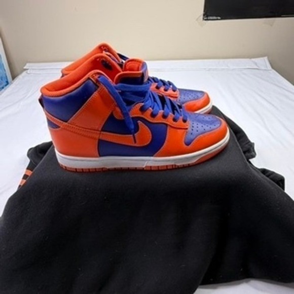 Nike Other - Nike Dunk High Men Orange Blue Leather Sneakers Shoes Size 8